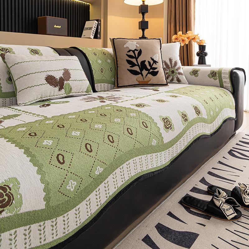 New Straight Row Sofa Cushion Four Seasons Universal Seat Cushion Sofa Towel Universal All-Inclusive Cover Spring Pastoral Cover