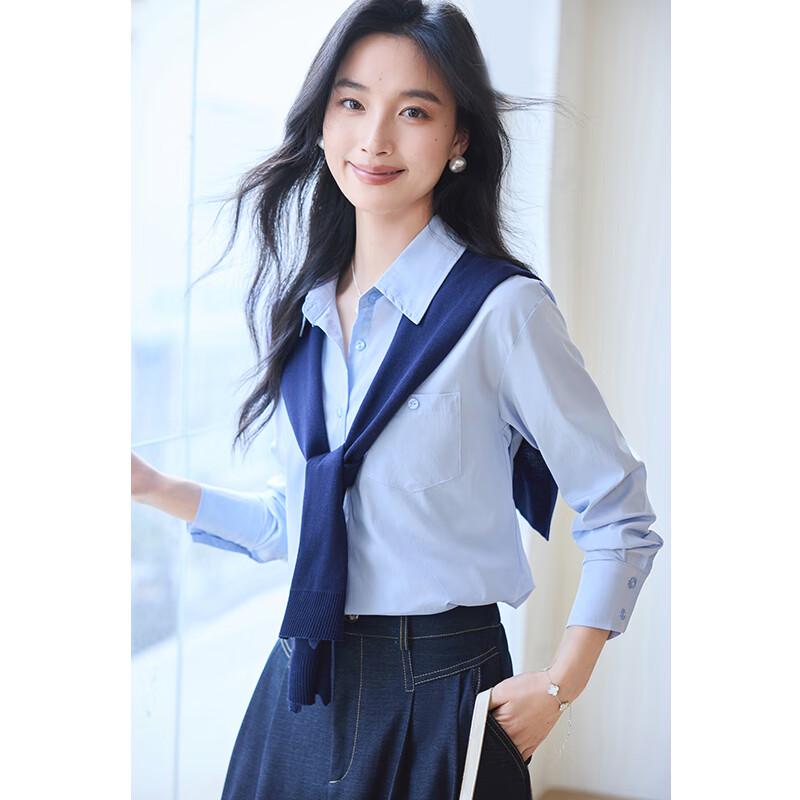 VICTORIA&VERA Women's Detachable Color-Block Shawl Long-Sleeve Shirt
