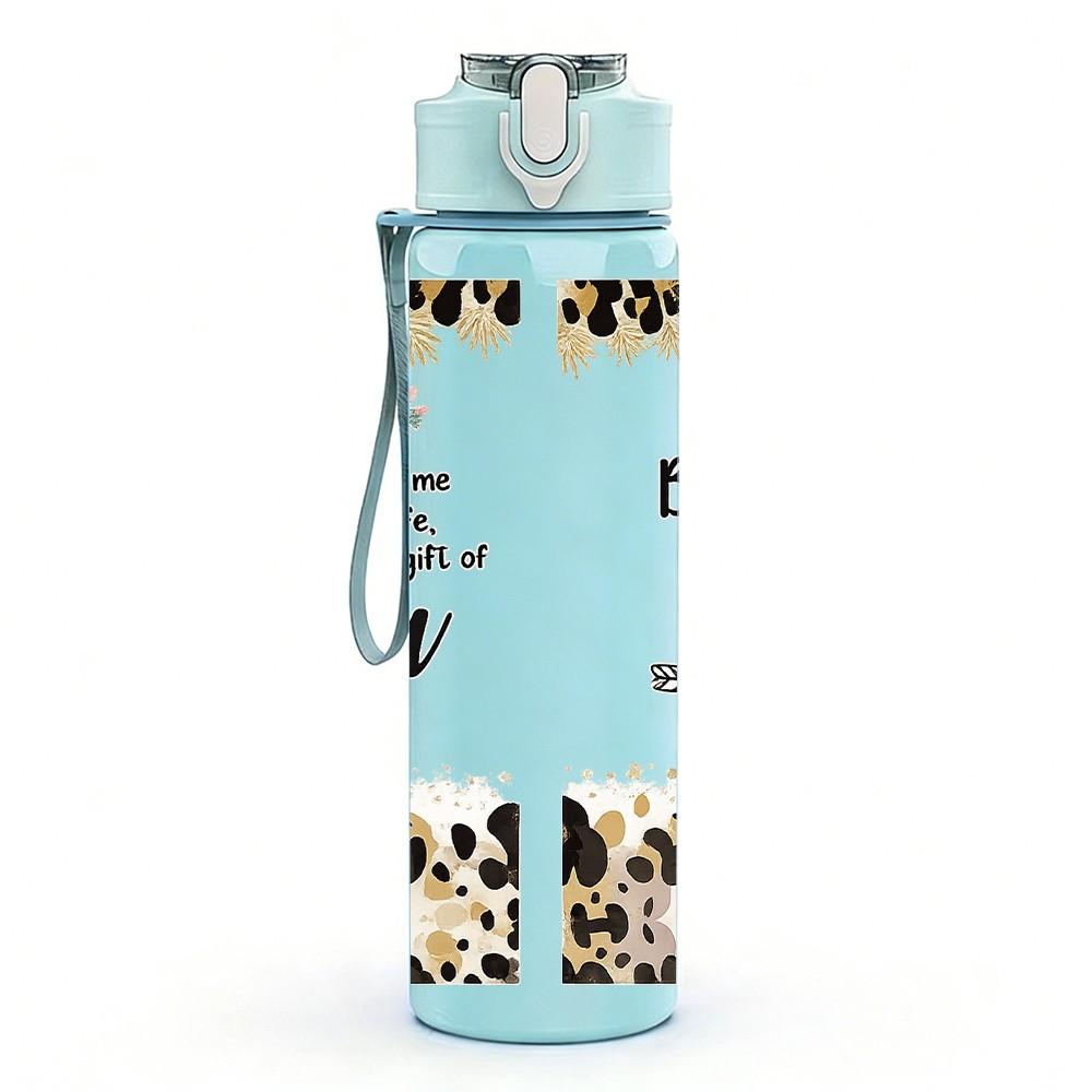 1PC Love Heart Valentine Quote Print 750ml Color Plastic Sports Water Bottle Leakproof Flip Straw Lid Suitable for Sports Office Home Use