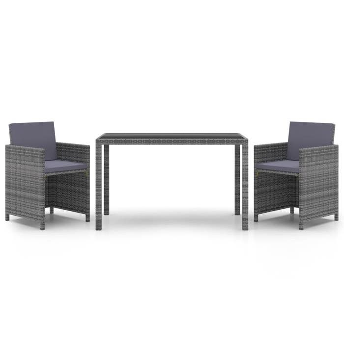 Maison Exclusive - Ensemble à manger de jardin coussins 3pcs Résine tressée Gris