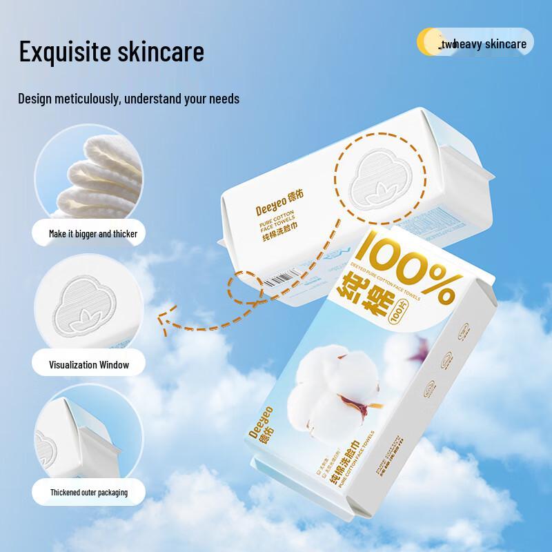 DeYou Baby Pure Cotton Dry & Wet Facial Wipes 3 Packs x 100 Sheets