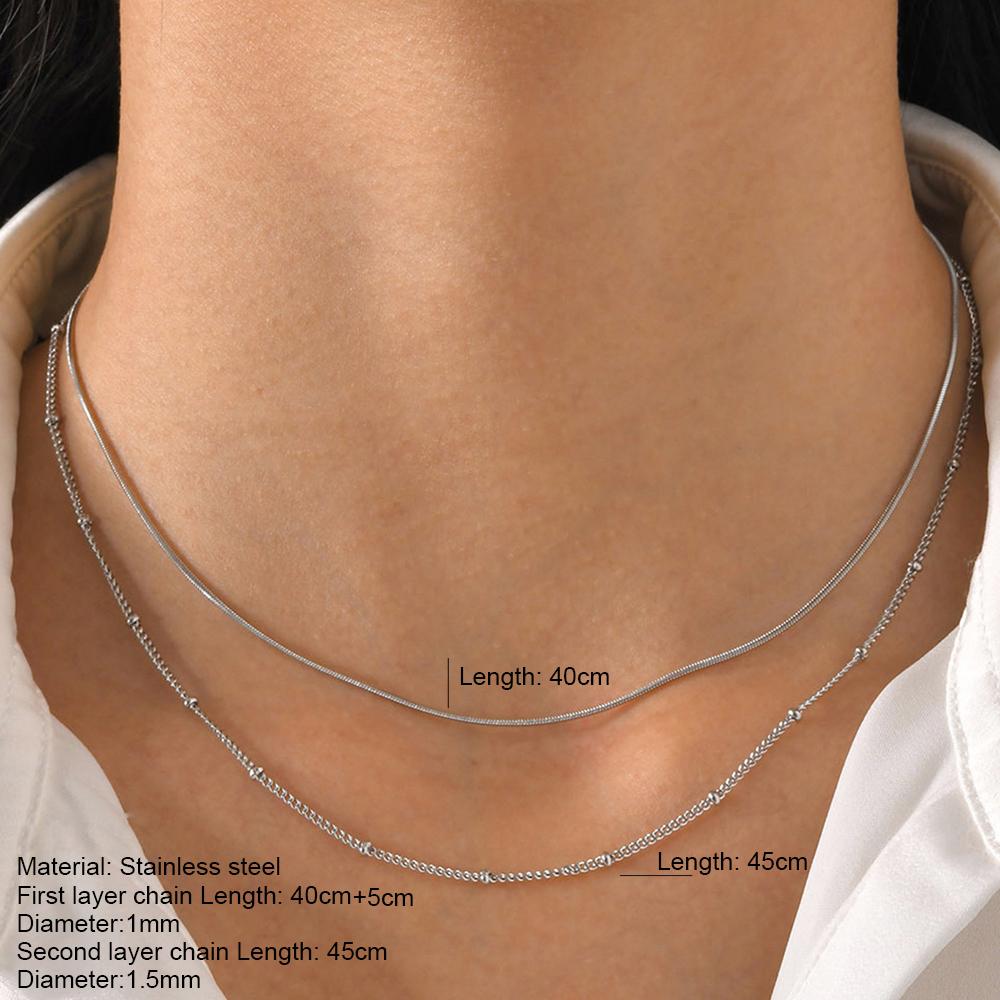 New 2025 Stainless Steel Double Layered Stacking Chain Necklace Women Woman's Choker Jewelry Necklace for Women