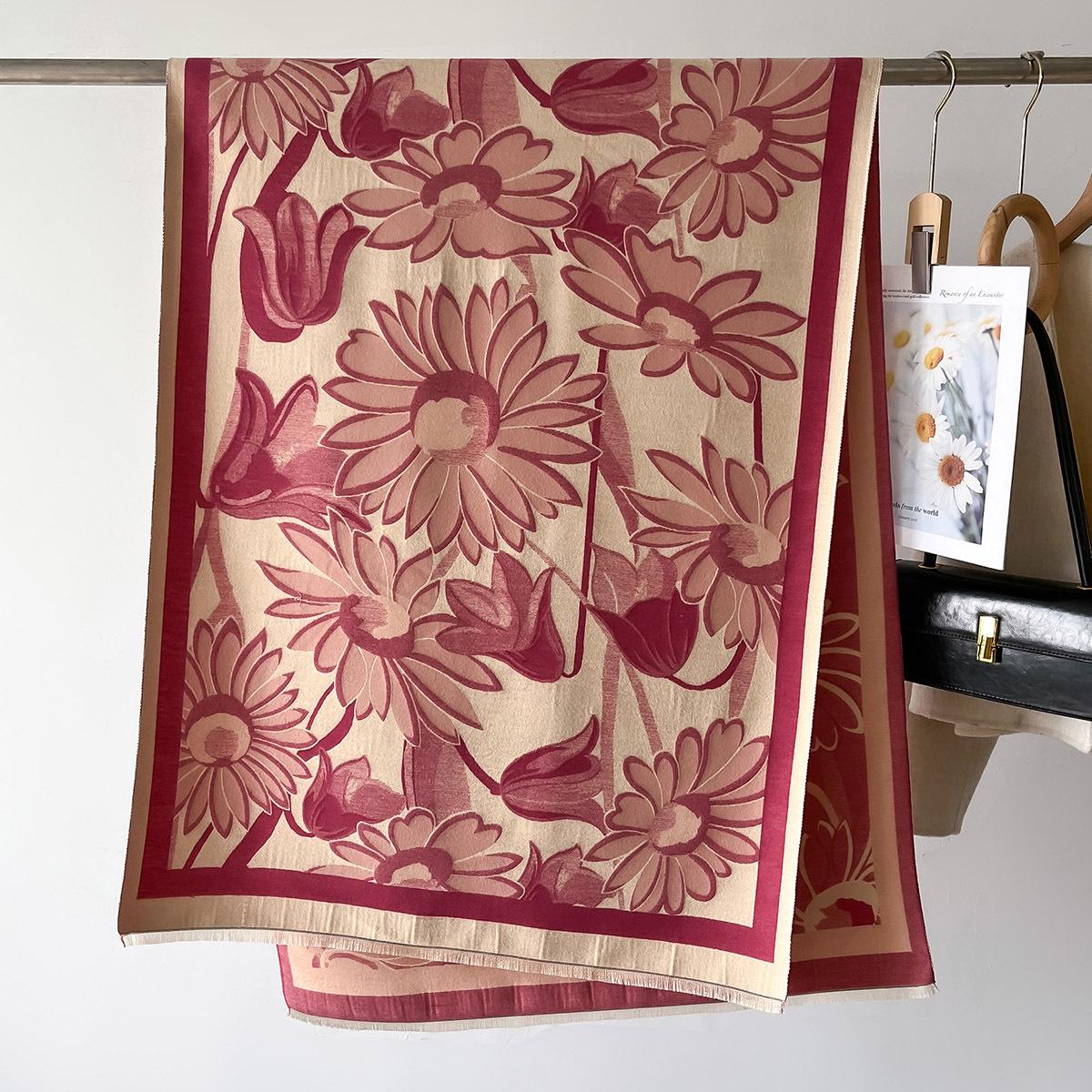 Новый принтованный двусторонний искусственный кашемировый шарф женский зимний шарф шаль для девочки 66*186cm