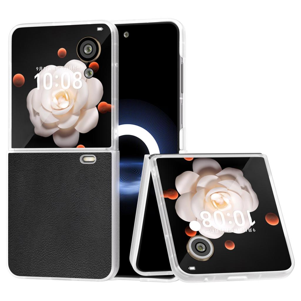Pro Honor Magic V Flip 5G Pouzdro Průhledný Matný Okraj PU Kůže+PC Skládací Kryt na Telefon