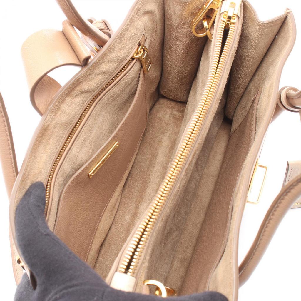 Used Miu Miu MADRAS 2WAY Handbag 5BA104 leather Beige Pink Used Women