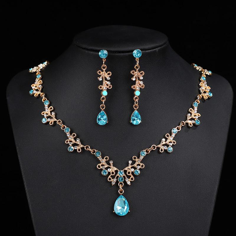 New Arrival Retro Bridal Jewelry Set: Women s Leaf Water Drop Necklace & Clavicle Chain