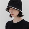 VARZAR VA Top Button Knit Crochet Bucket Hat Black