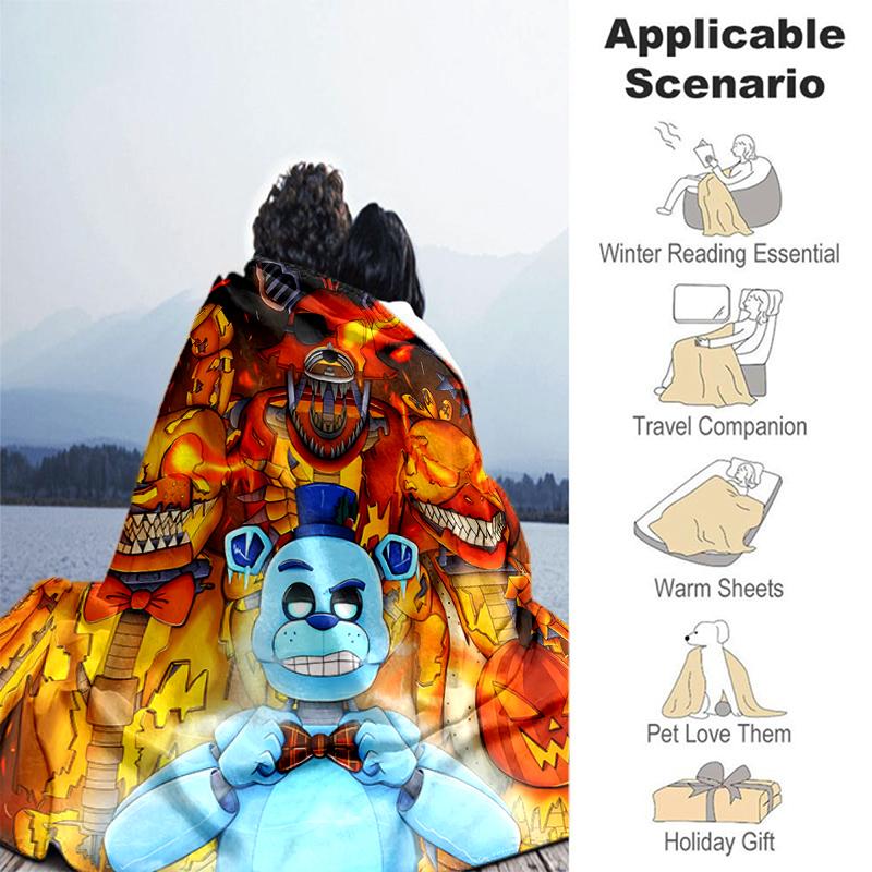 1pc Blanket Five Nights at Freddy's2 Print Design, Lightweight Blanket for Sofa, Bed- Soft &Warm, Gift for All Seasons like Christmas, Halloween