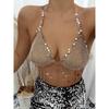 Transition Sexy Bar Club Chest Necklace Body Chains Sexy Street Wear Fashion Air Drill Tassel Vest Gold