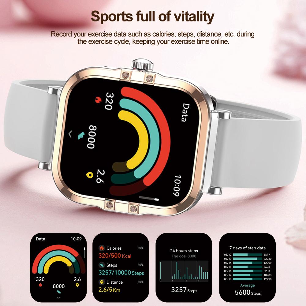 Dámské chytré hodinky SACOSDING 2025 Bluetooth Call 1,75palcová dotyková obrazovka chytré hodinky pro ženy Monitorování zdraví IP68 Vodotěsné Fitness
