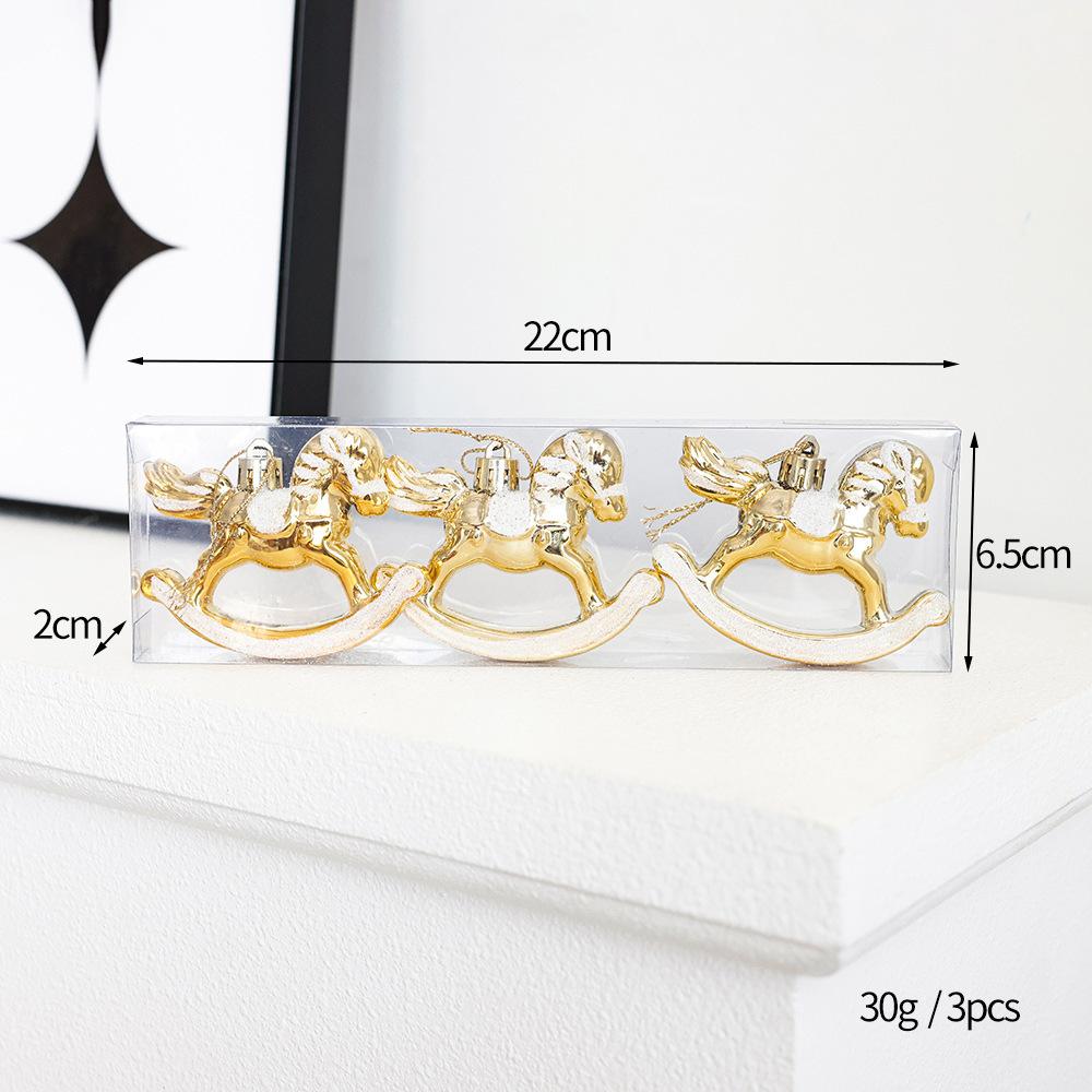 Christmas Tree Decoration Pony Plastic Plating Rocking Horse Pendant Home Decor Hanging New Year Gift Christmas Ornaments