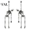 Unique Costume Earrings 1 Pair Halloween Earrings, Spooky Gothic Skeleton Dangle Cool Punk Drop Skull Articulated Jewelry for Women Humanoid Pendant