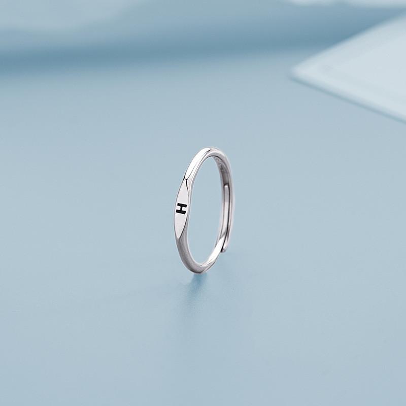 Stainless Steel Silver Color A-Z 26 Initial Letter Name Ring for Women Minimalist Thin Adjustable Finger Rings  Jewelry