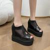 Fashion 12.5CM High Heels Sandals Clogs Wedge Female Shoes Summer Increasing Height Open Toe Platform Sandals Fashion Closed Peep Boots
