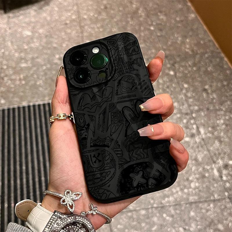 Creative monster graffiti applies to Apple 17Pro mobile phone case IP16/15 matte 14 folds 13 personality 12 soft