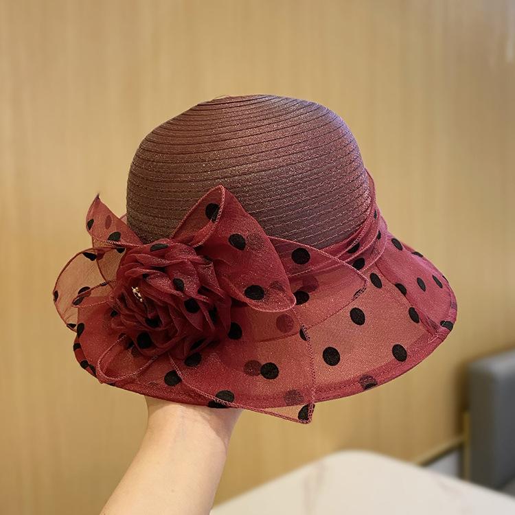 Hat temperament elegant flower bucket hat British summer new breathable versatile basin hat top hat