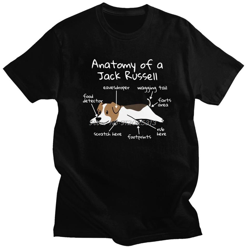 Unisex Anatomy Of A Jack Russell Terrier T-Shirt Kurzarm Baumwoll-T-Shirt Sommer Hundehalter Geschenk T-Shirt Lockere Passform Kleidung
