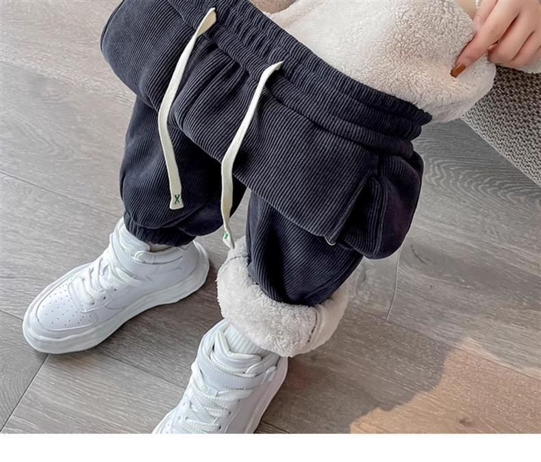 2024 Women's Winter Fleece-Lined Lambswool Sweatpants - Extra Long, Thickened Joggers with Cuffed Corduroy Design