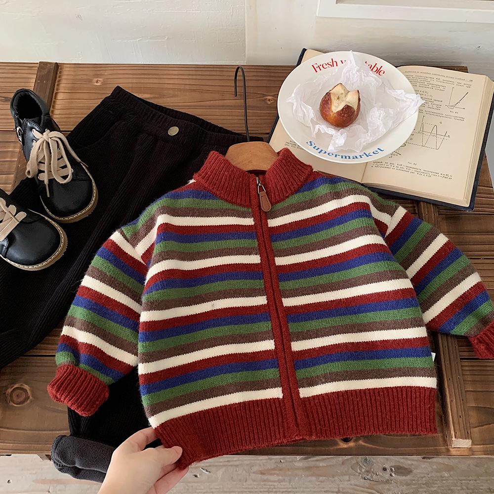 

Kino Boys Korean-Style Winter Knitted Cardigan Sweater - Thick, Warm Baby Top 90 cm