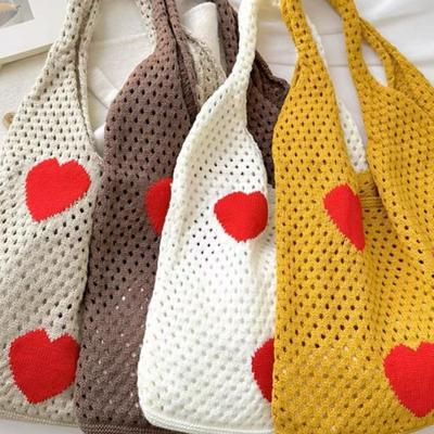 Neue ebay japanische und koreanische Tragetasche Liebestasche gestrickte Tasche Netz Hohl Schultertasche Damen Trend