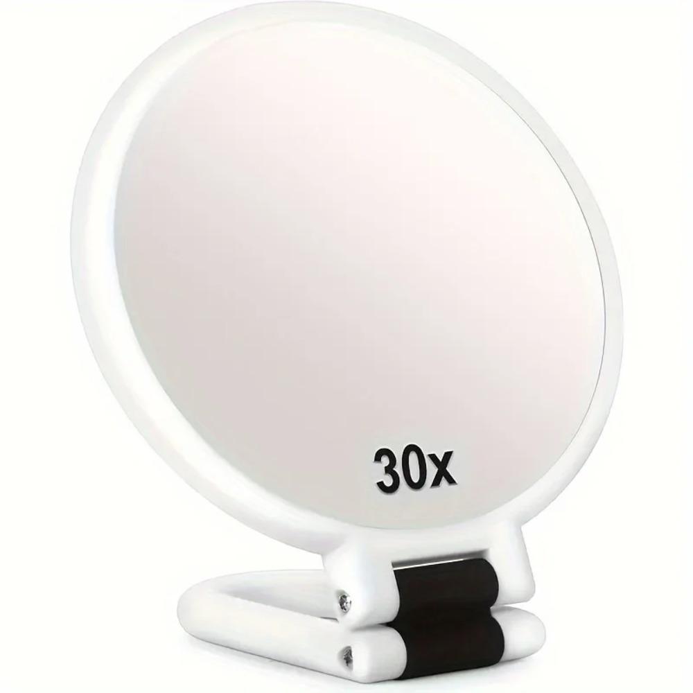 360 Rotatable Dual Sided Makeup Mirror 1X and 30X Magnification Portable Travel Mirror No Battery Black Gold Frame Design