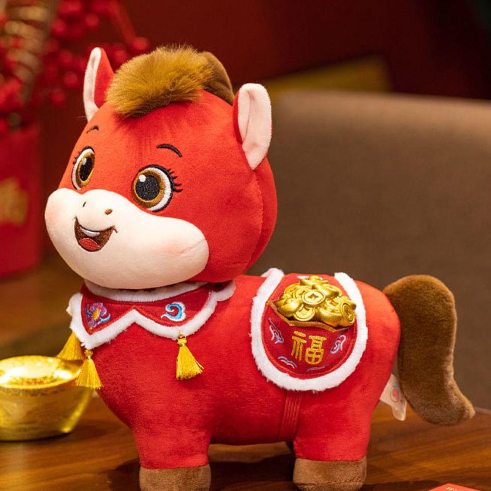 Soft Plush Horse Plush Doll Chinese Style Chinese Stuffed Horse Doll  Chinese New Year Gift