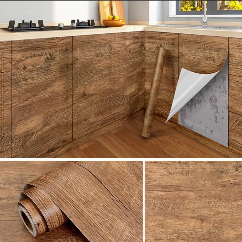 Tapet PVC cu Imitație de Lemn pentru Ușă, Dulap, Bufet, Masă, Mobilier, Impermeabil, Autocolante Autoadezive, Folie Decorativă pentru Casă