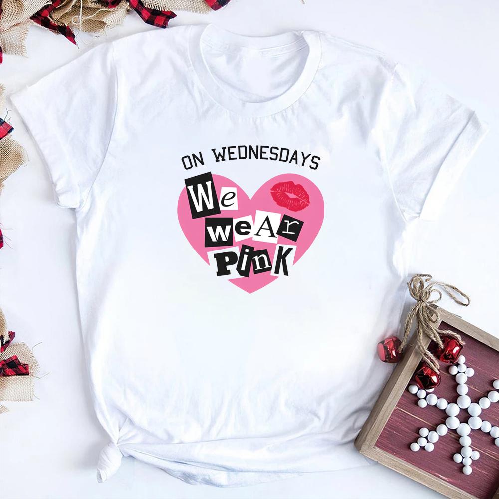 Ve středu nosíme růžové tričko pro dospělé, vtipné nové dárkové tričko pro ženy, letní tričko s krátkým rukávem s motivem zlých holek.