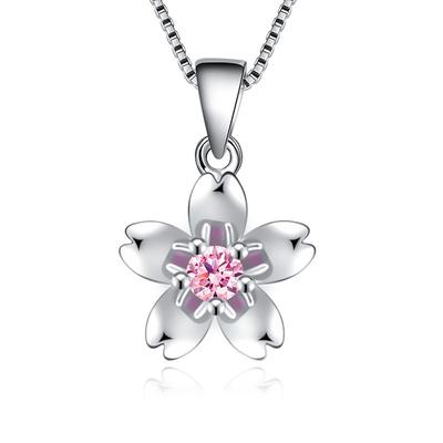 Miles Peach Blossom Creative Roses Doce Japonês e Coreano Rosa Diamante Prata Banhado Colar Pingente Feminino Pingente Ornamento