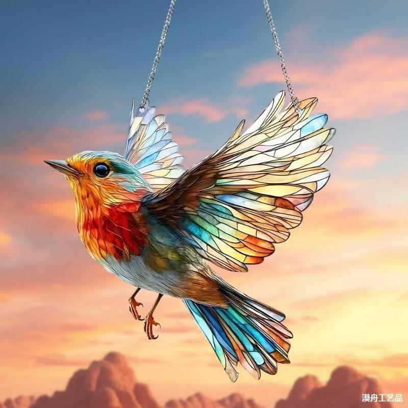 Christmas, Red Bird Light Catcher, Acrylic Pendant, Home, Outdoor, Garden, Courtyard, Hanging Decoration