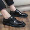 Men's Shoes Glossy Brock Carved Leather Shoes Men's Casual Shoes Spring and Autumn New Small Leather Shoes Wedding Groom Shoes