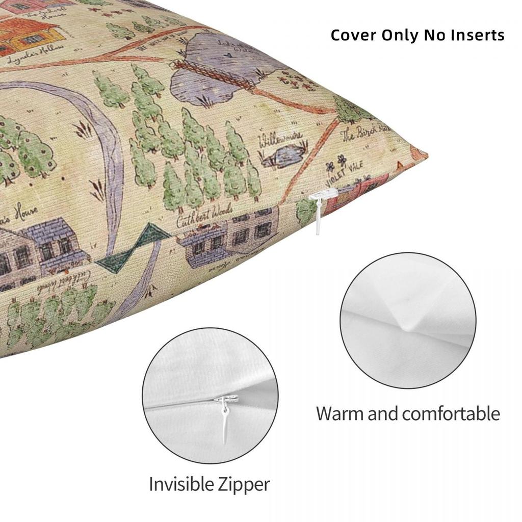 Anne Of Green Gables Avonlea Square Pillowcase Polyester Linen Velvet Creative Zip Decor Pillow Case Home Cushion Cover