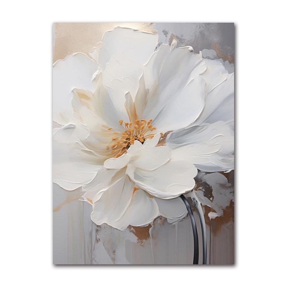 Abstract White Gold Flowers Canvas Modern Nordic Plant Posters And Prints Wall Art Pictures For Living Room Home Decor