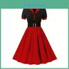 Abito vintage a pois a trapezio con vita alta per l'ufficio estate