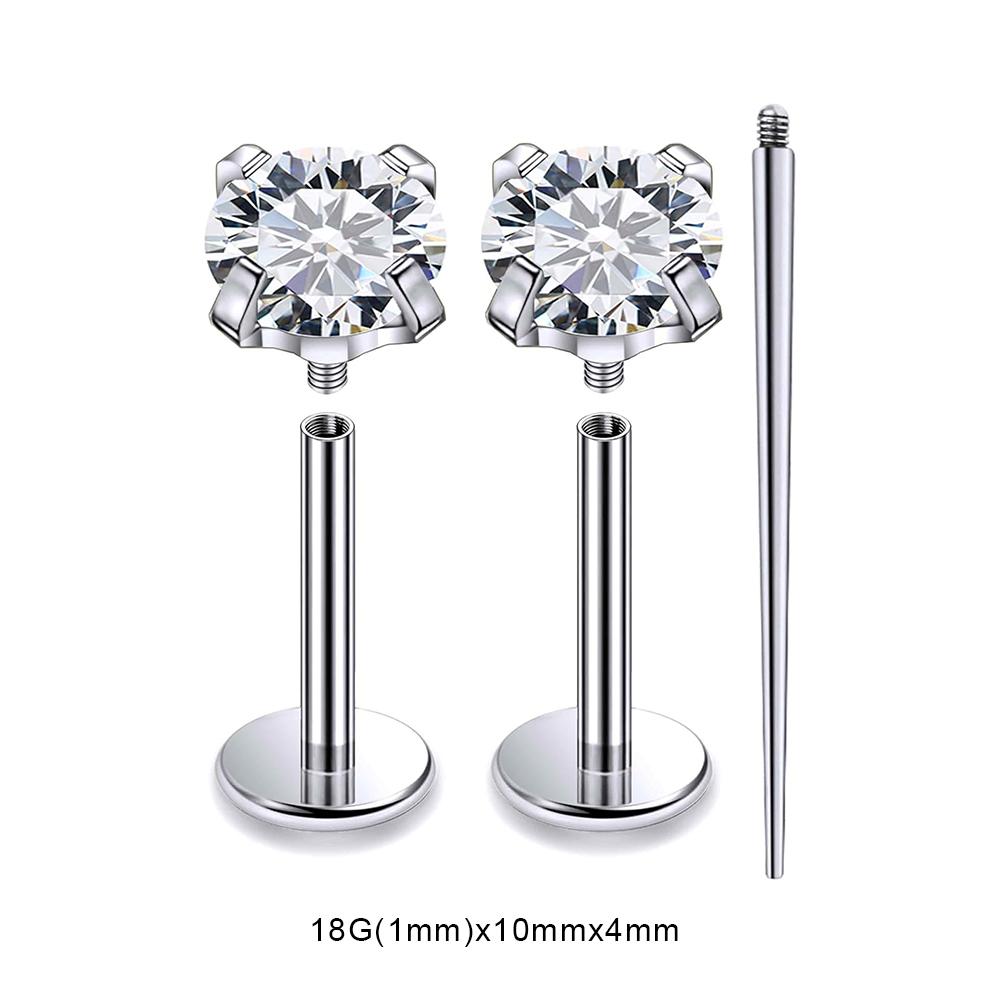 3 PCS ASTM-F136 G23 Titanium Steel Labret Lip Piercing Men Women Round CZ Crystal Ear Cartilage Helix Piercings 6/8/10MM