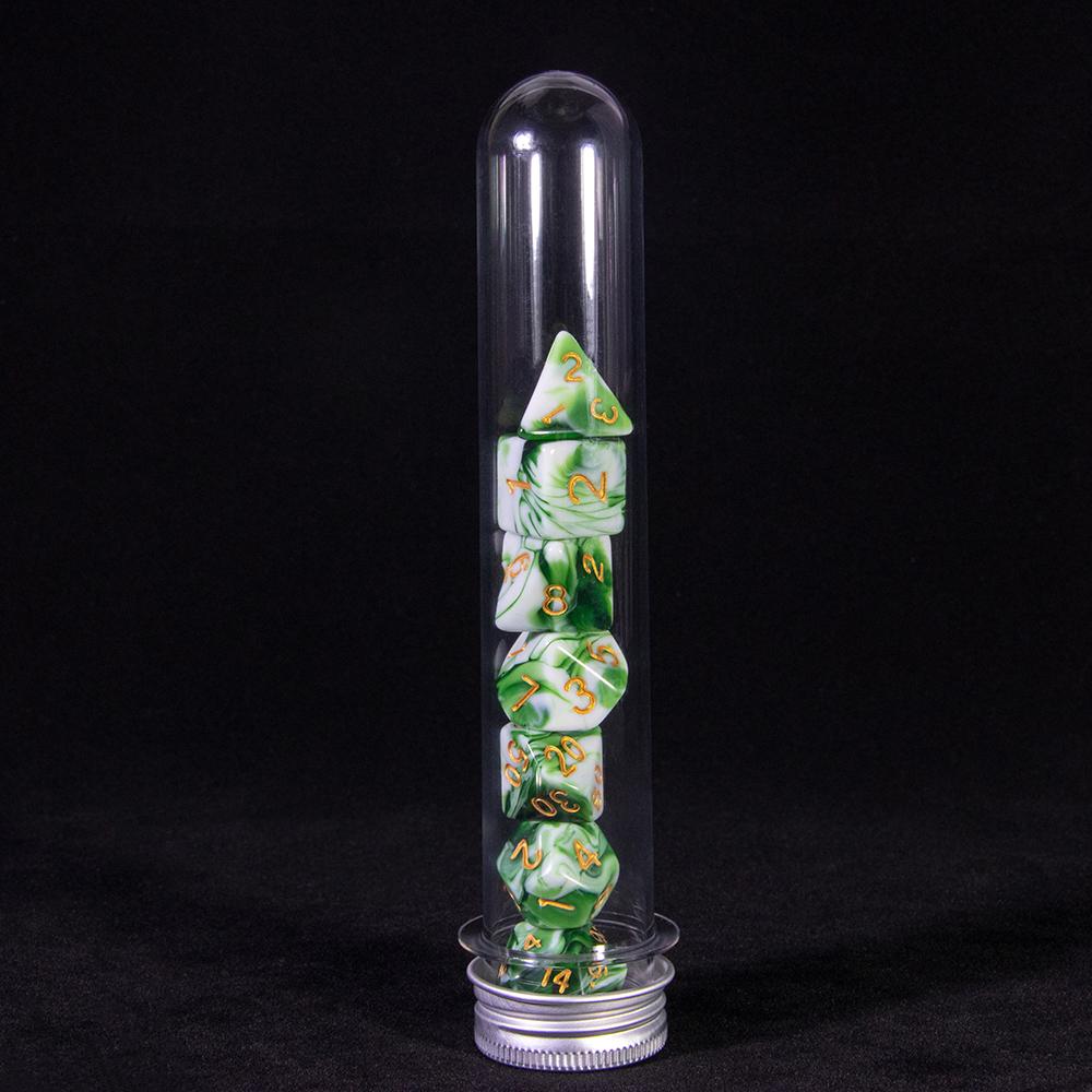 

Многогранные цифровые игральные костиDND игровые кости 7 шт. многогранные двухцветные игральные кости с трубкой для настольной игры RPG принадлежности для вечеринок зелёный
