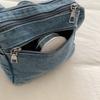 Retro Denim Crossbody Bag Multi Pocket Shoulder Purse with Star Decoration