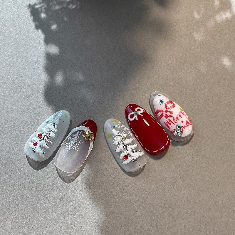 Geprägte Weihnachtsbaum-Nagelkunst-Aufkleber 2025 Neu Einfache Weiße Polka-Dot-Nagelaufkleber Weihnachtsdekoration