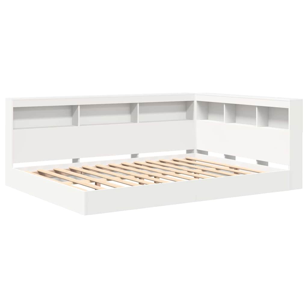 Bookshelf Bed with Headboard White 160 x 200 cm Engineered Wood