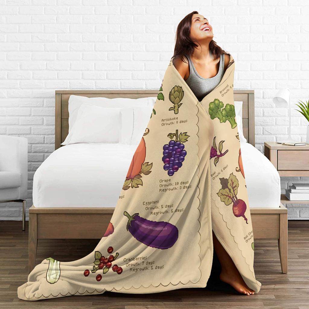 Fall In Stardew Valley Coral Fleece Plush Throw Fashion Blanket Plant Illustration for Couch Knitted Fashion Blanket Super Soft Portable Qui
