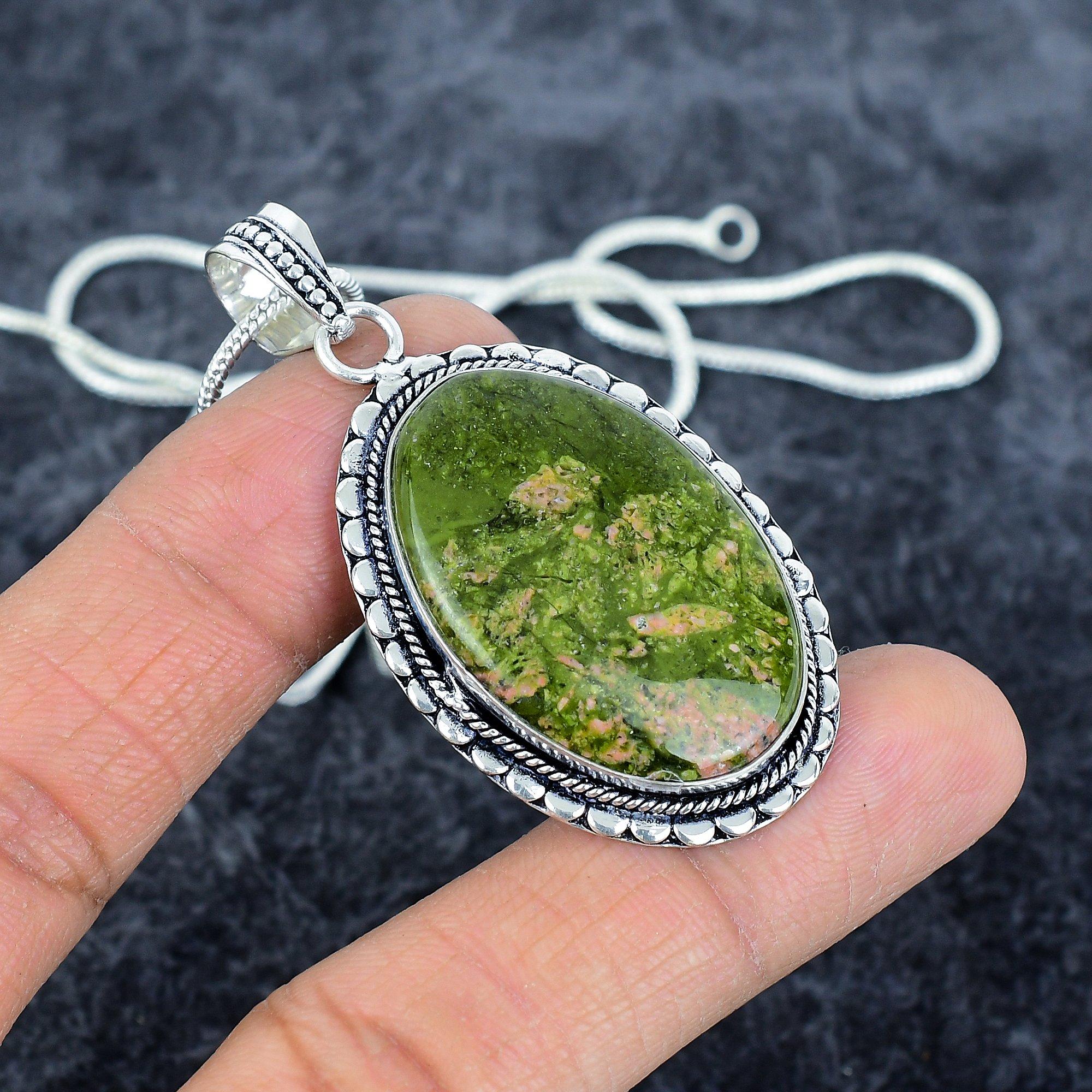 

Unakite Gemstone Handmade 925 Sterling Silver Jewelry Pendant 2.36 M-2857