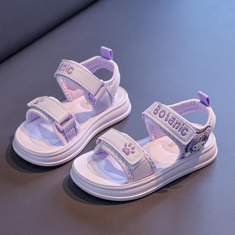 

2025 Summer Kids Open-Toe Velcro Sandals - Cute Kitten Design for Boys & Girls 5 pairs, Sizes 26-30 фіолетовий