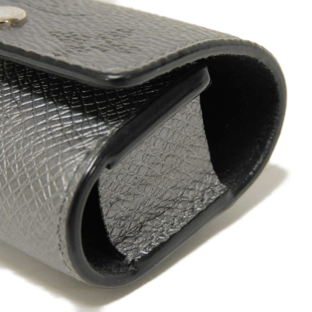 Used 12564 Earphone Pouch M77285 7950 LV Logo Flower Airpods Pro Case with Key Hook, Taiga Rama Monogram Silver Men's