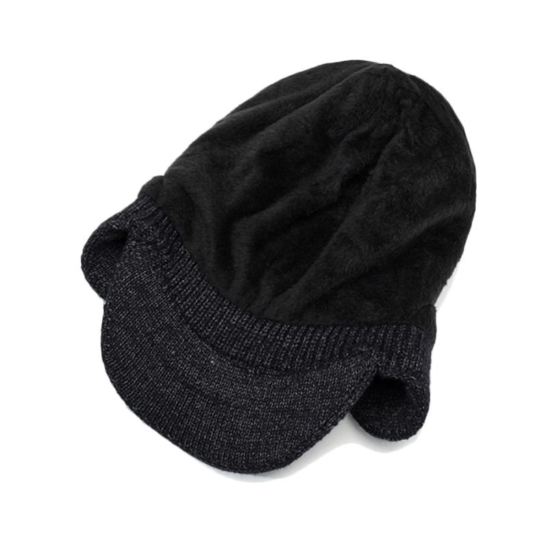 Zimowa Męska Aksamitna Gruba Wiatroodporna Ciepła Wełniana Czapka Do Jazdy Dzianinowa Czapka
