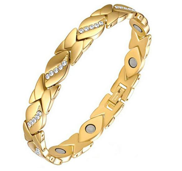 Jiarui Women's Leaf Diamond Magnetic Bracelet