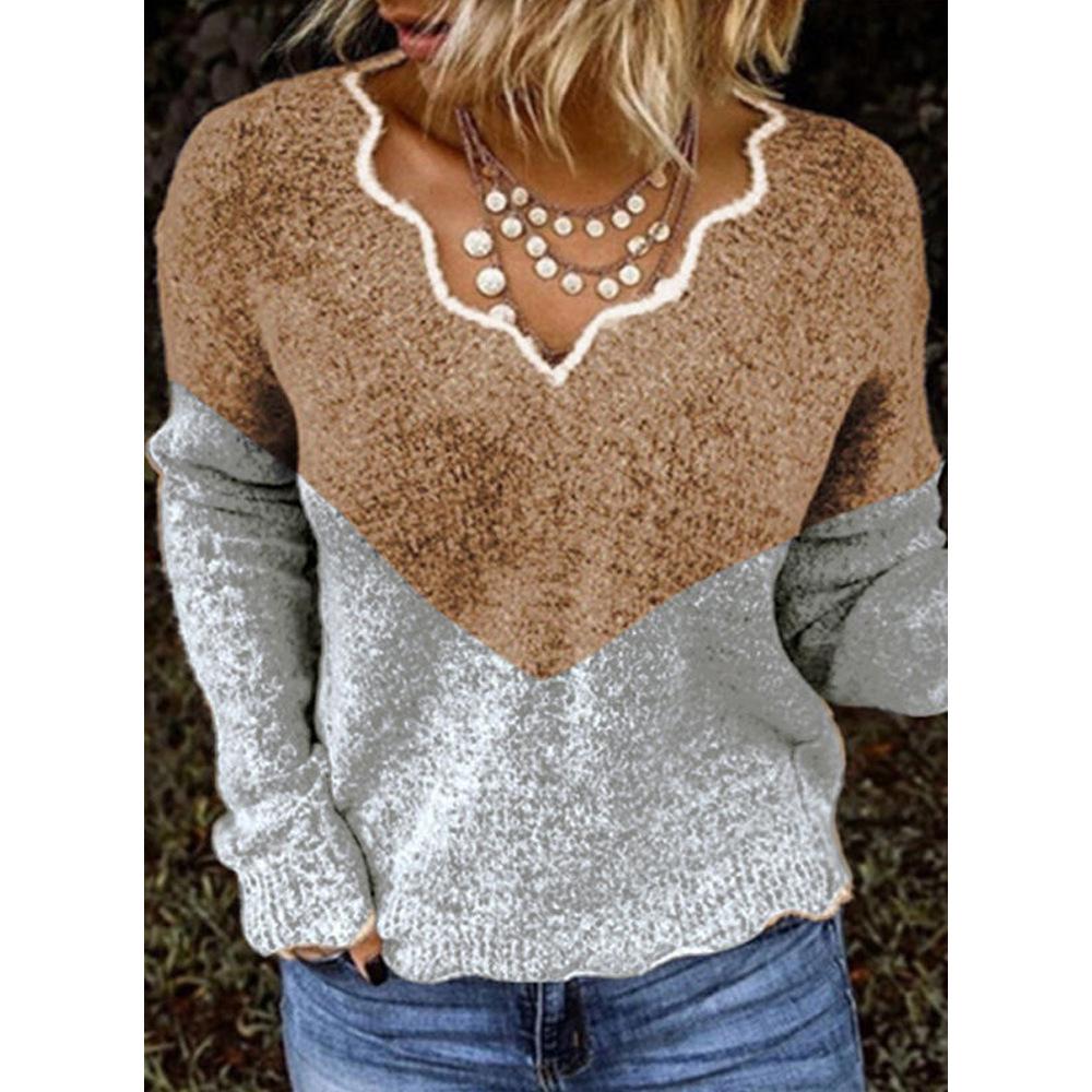 2025 Women's V-neck Knit Pullover Sweater - Cute, Multiple Colors, In Stock