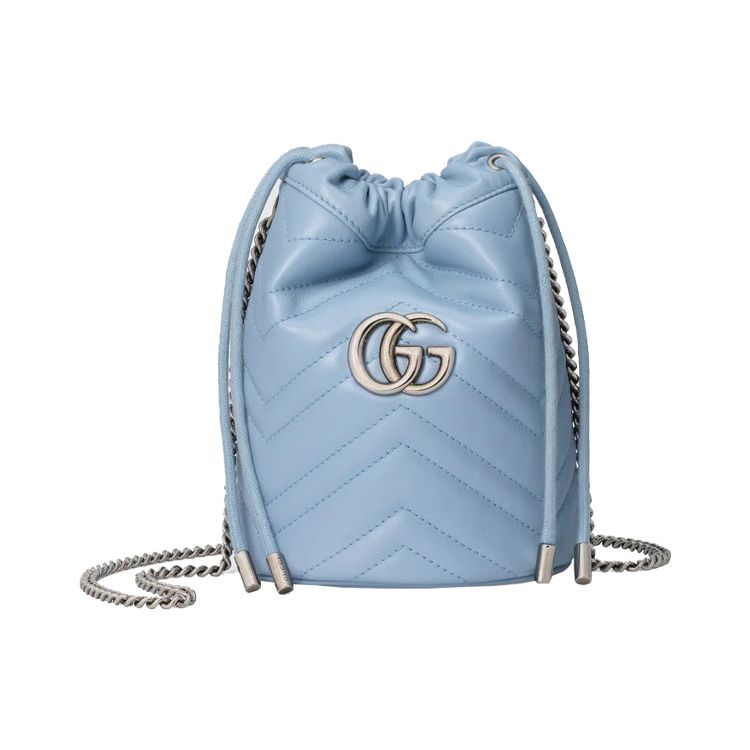 

Міні-сумка-відро Gucci GG Marmont Світло-блакитна Шкіра Срібляна Фурнітура Для Щоденного Використання 575163-DTDRT-4928 Basic Set (Bag+Dust Bag)