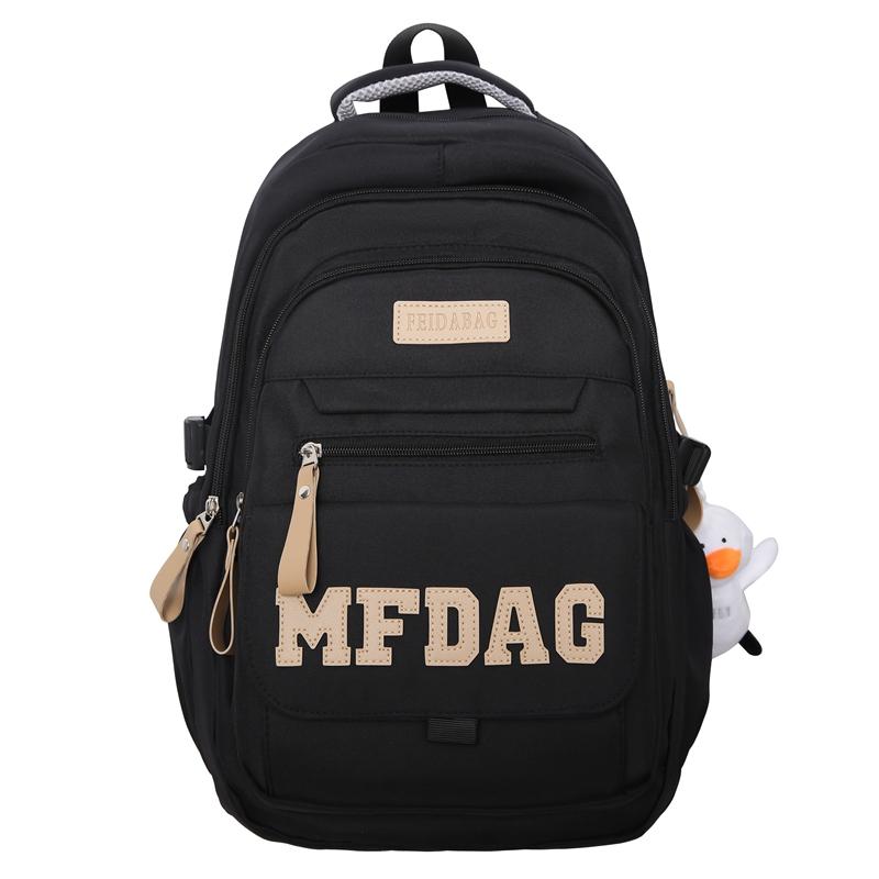 

Студенческий школьный рюкзак большой вместимости Женский рюкзак с надписью Мужской рюкзак для занятий чёрный