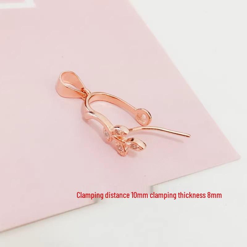 S925 Sterling Silver Safety Clip Pendant for Jade or Crystal