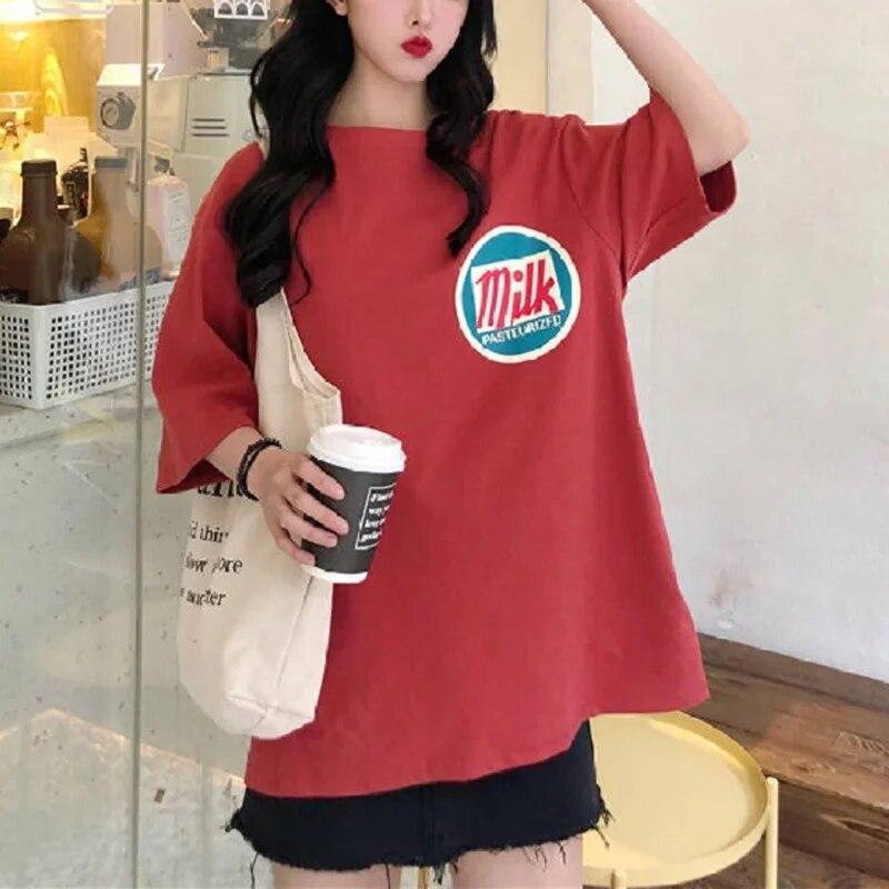 

Винтажная футболка Y2k Harajuku с графическим принтом и буквенным принтом, футболка большого размера, топы с короткими рукавами, летняя футболка, уличная женская одежда